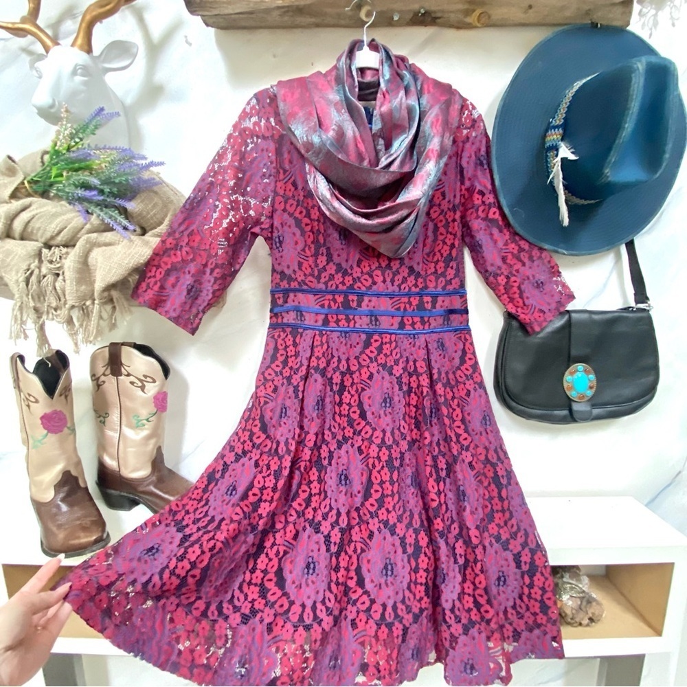 ✨ Enchanting SILK Pink and Teal SCARF/body wrap w Gypsy southwestern vibe - Picture 12 of 16